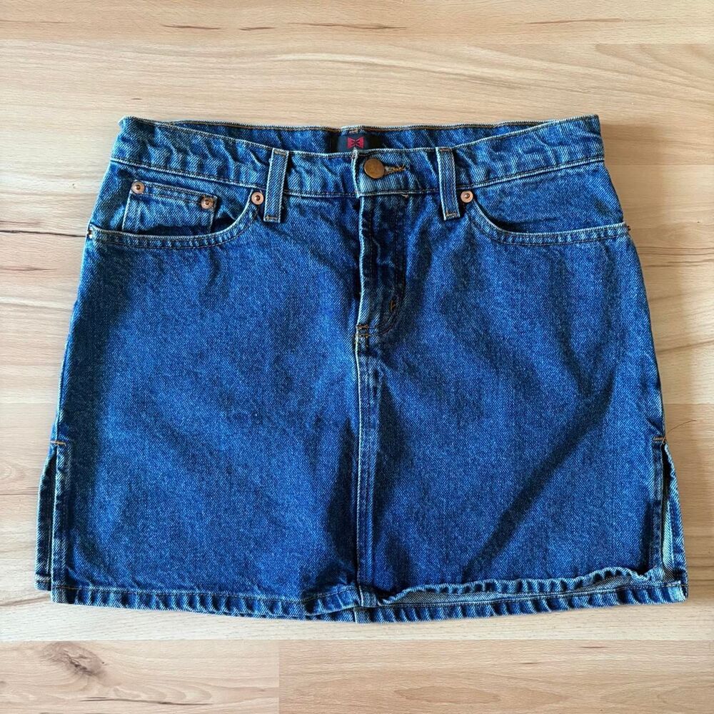 Emergency Exit Vintage Denim Mini Skirt with Side Slits size 4/5